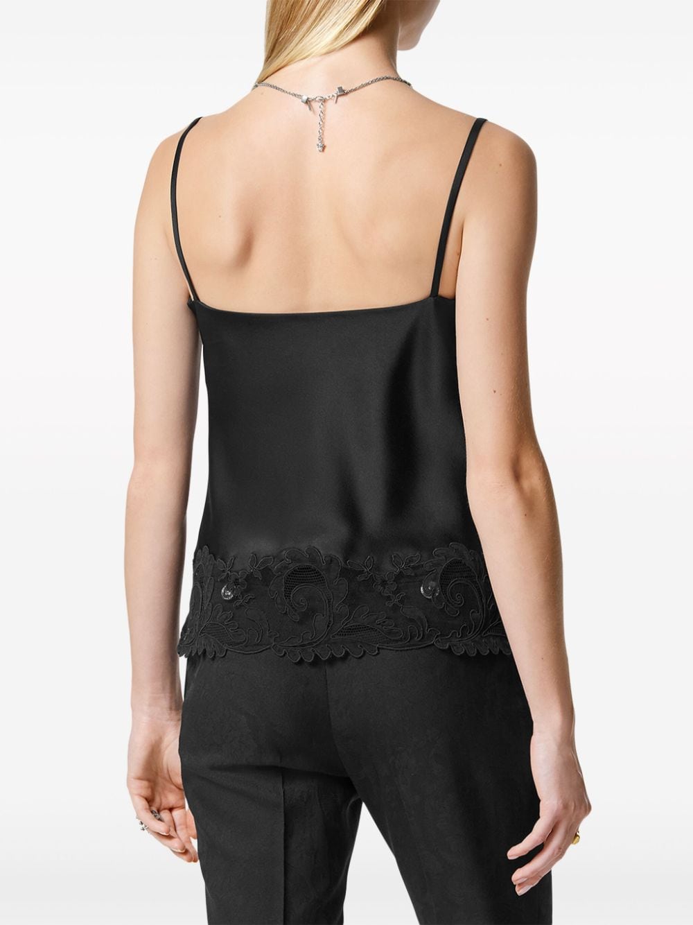 Versace Barocco lace-trim satin top - Image 3