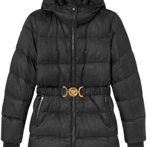Versace Barocco-print belted puffer jacket