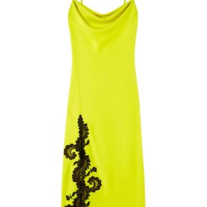 Versace Barocco-lace embellished satin midi dress