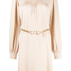 Michael Kors logo chain-belt satin minidress