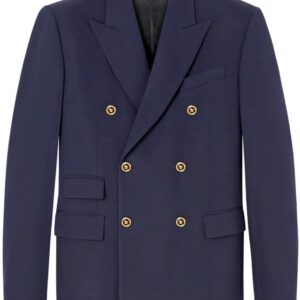 Versace double-breasted logo-plaque blazer