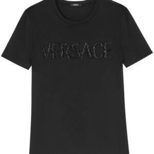 Versace logo crystal-embellished cotton T-shirt