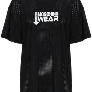 Moschino logo-print perforated T-shirt
