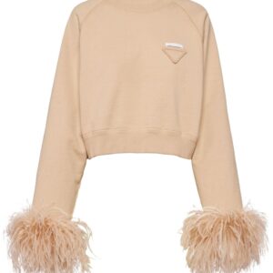 Prada feather-trim cotton sweatshirt