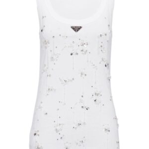 Prada ribbed-knit embroidered tank top