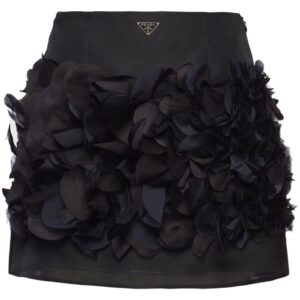 Prada feather-detail silk miniskirt