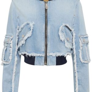 Philipp Plein  cropped denim bomber jacket