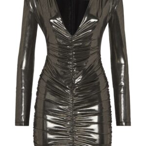 Philipp Plein ruched lamé-effect mini dress