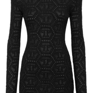 Philipp Plein monogram-pattern lurex-knit minidress