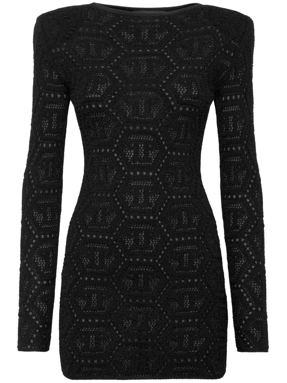 Philipp Plein monogram-pattern lurex-knit minidress