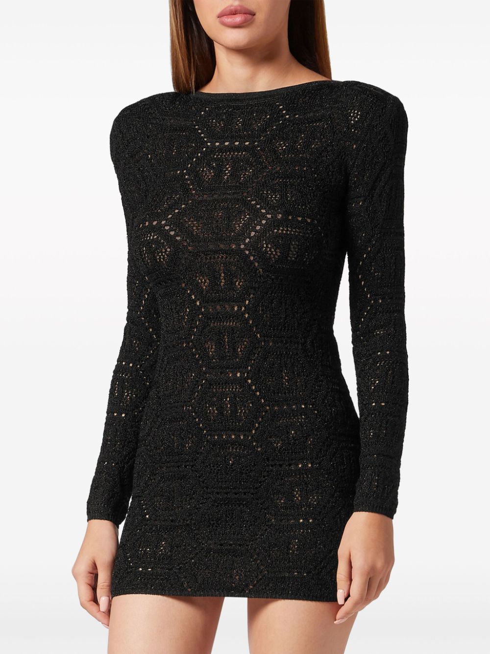 Philipp Plein monogram-pattern lurex-knit minidress - Image 3