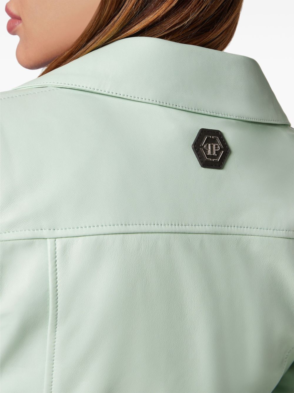 Philipp Plein leather cropped biker jacket - Image 4