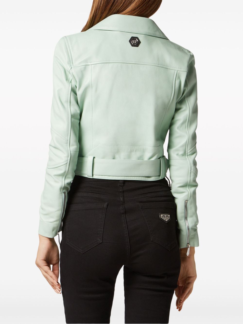 Philipp Plein leather cropped biker jacket - Image 3