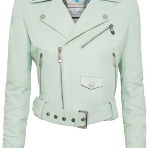 Philipp Plein leather cropped biker jacket