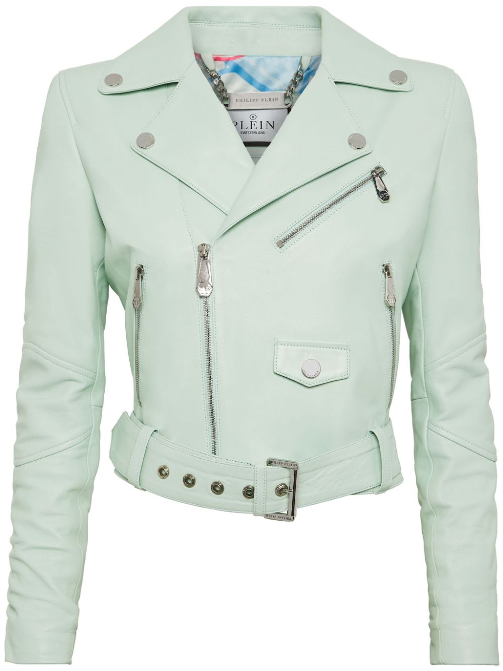 Philipp Plein leather cropped biker jacket