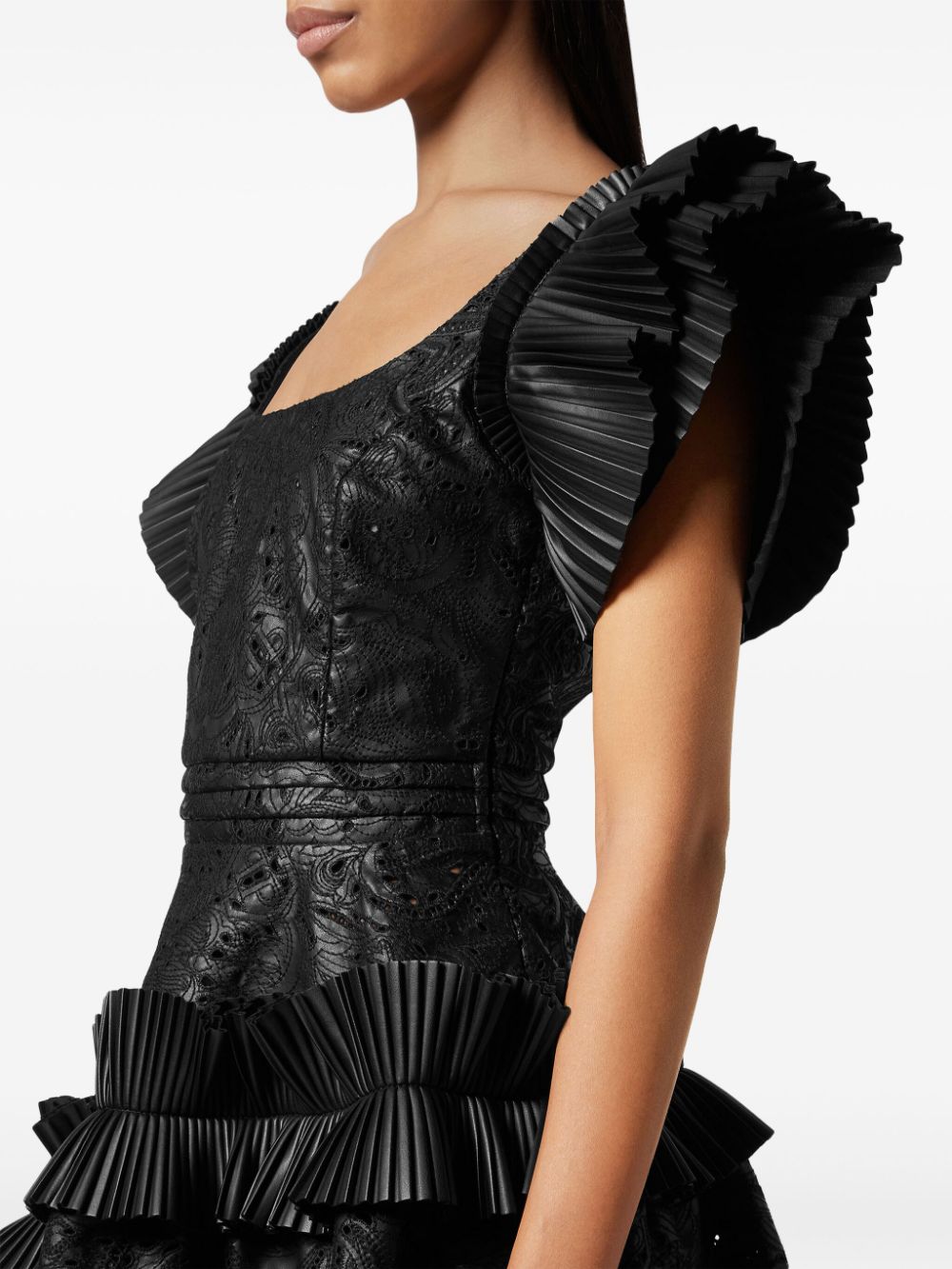 Philipp Plein ruffled faux-leather minidress - Image 4