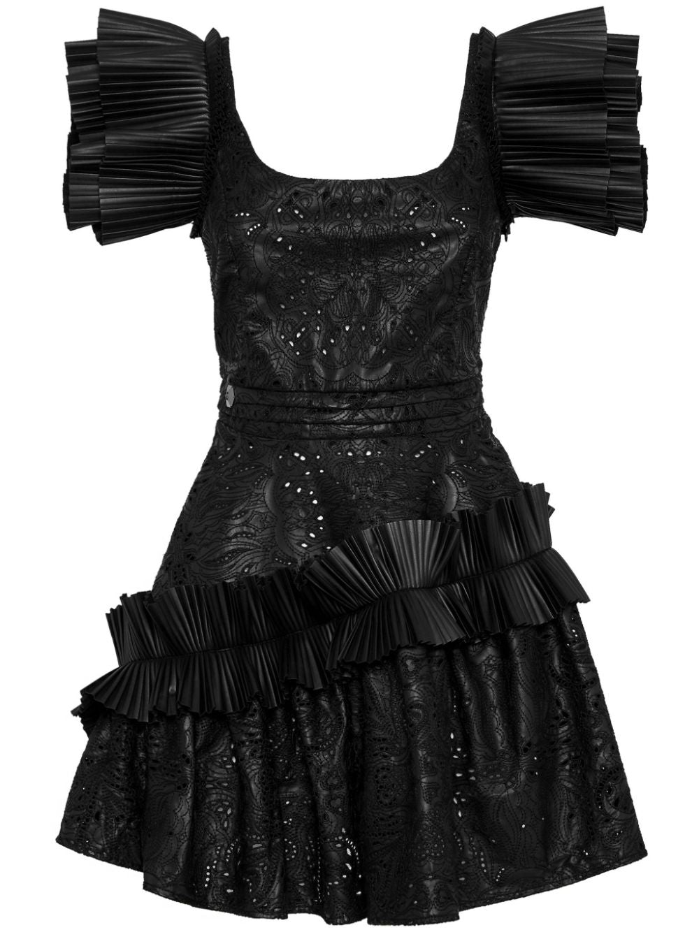 Philipp Plein ruffled faux-leather minidress