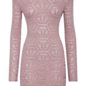 Philipp Plein monogram-pattern lurex-knit minidress