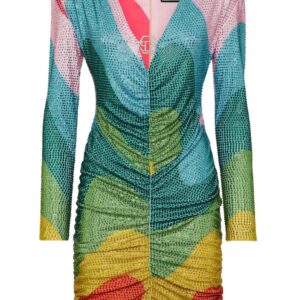 Philipp Plein crystal-embellished rainbow-print minidress