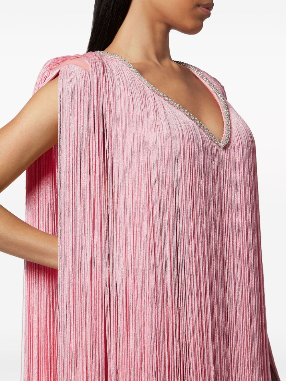 Philipp Plein fringed v-neck mini dress - Image 2