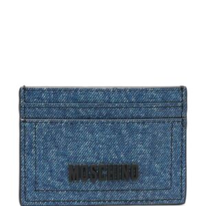 Moschino logo-lettering denim cardholder