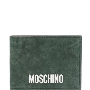 Moschino logo-lettering suede bi-fold wallet