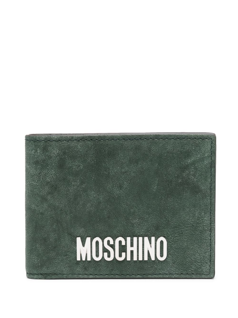Moschino logo-lettering suede bi-fold wallet