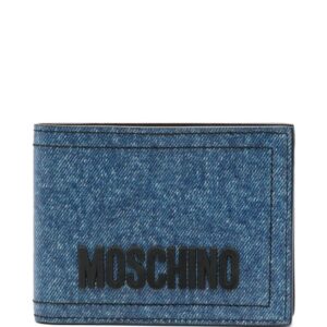Moschino logo-lettering denim wallet
