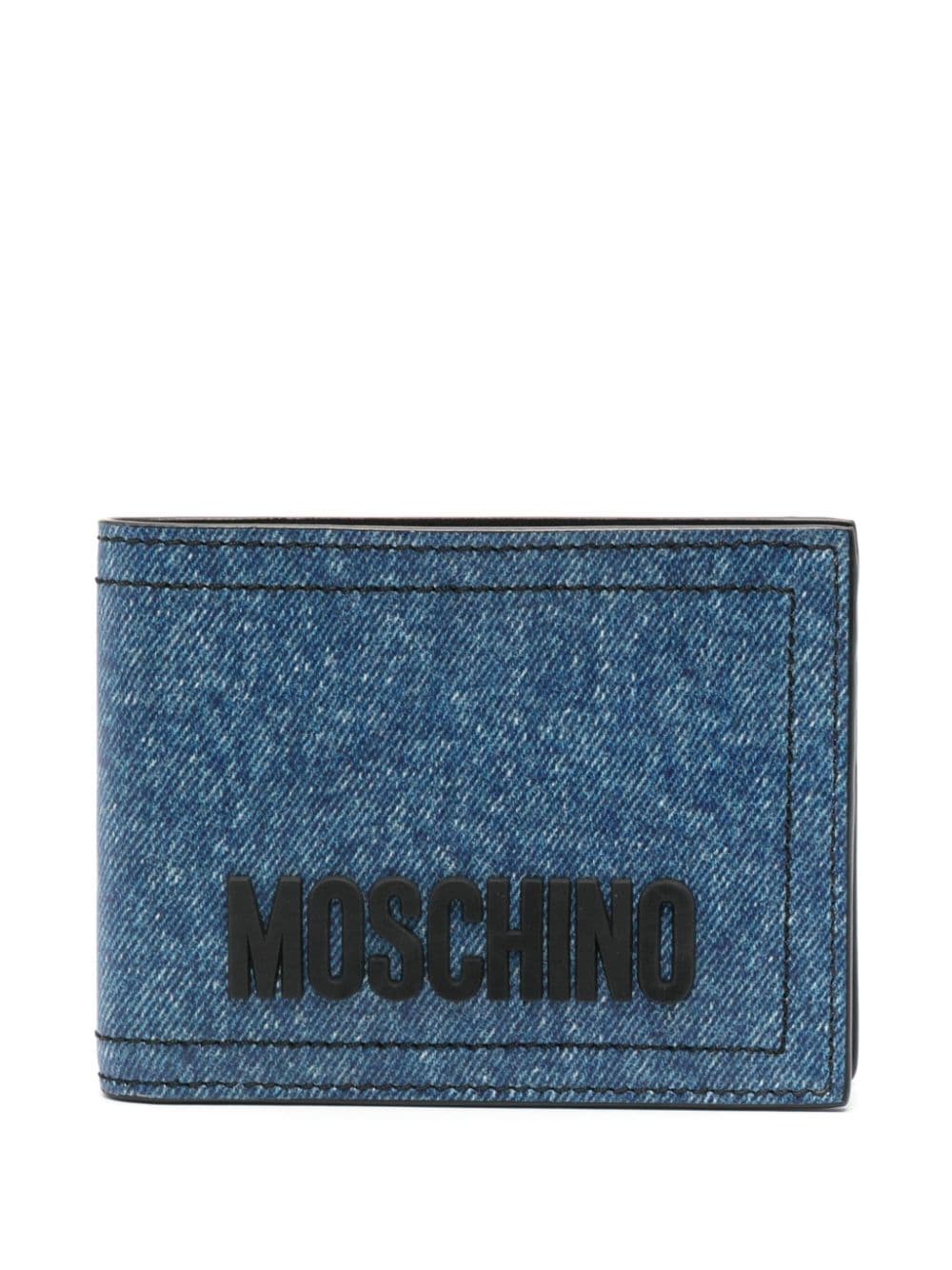 Moschino logo-lettering denim wallet