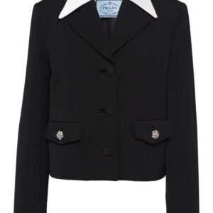 Prada contrast-trim wool blazer