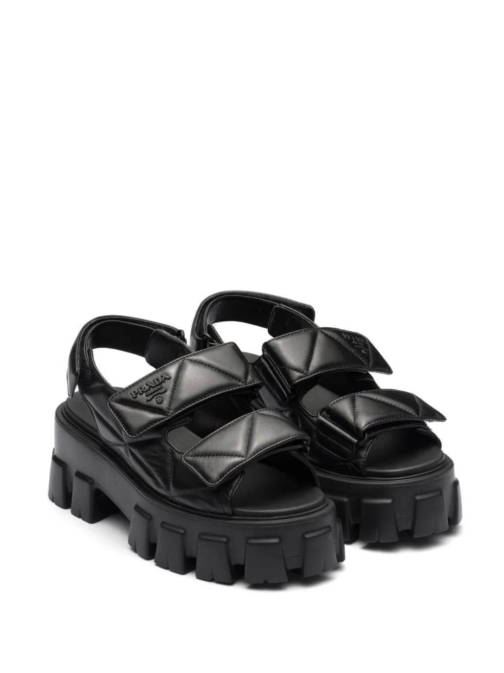Prada triangle-logo quilted leather sandals - Image 2