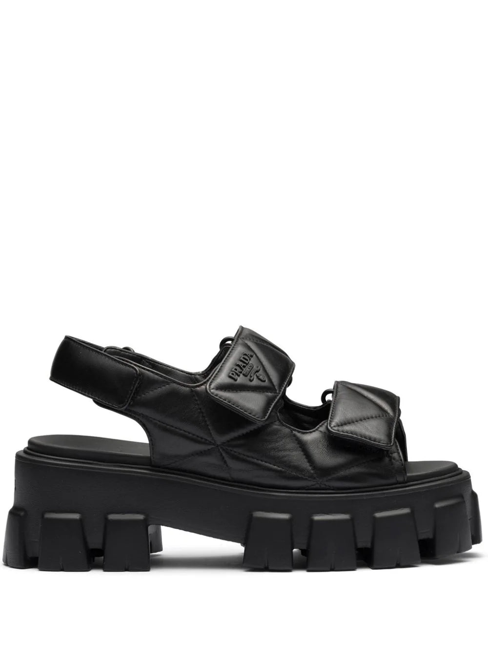 Prada triangle-logo quilted leather sandals