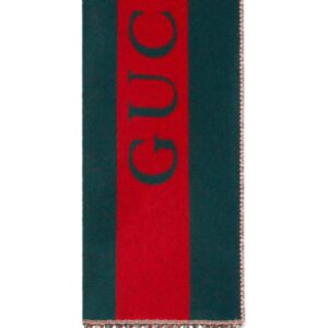 Gucci  Web-stripe jacquard wool scarf