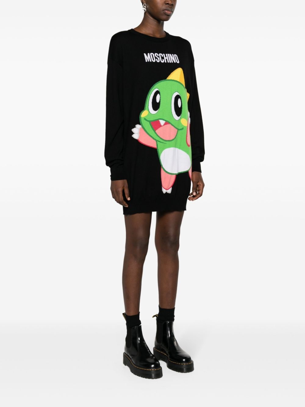 Moschino cartoon-embroidered fine-knit mini dress - Image 4