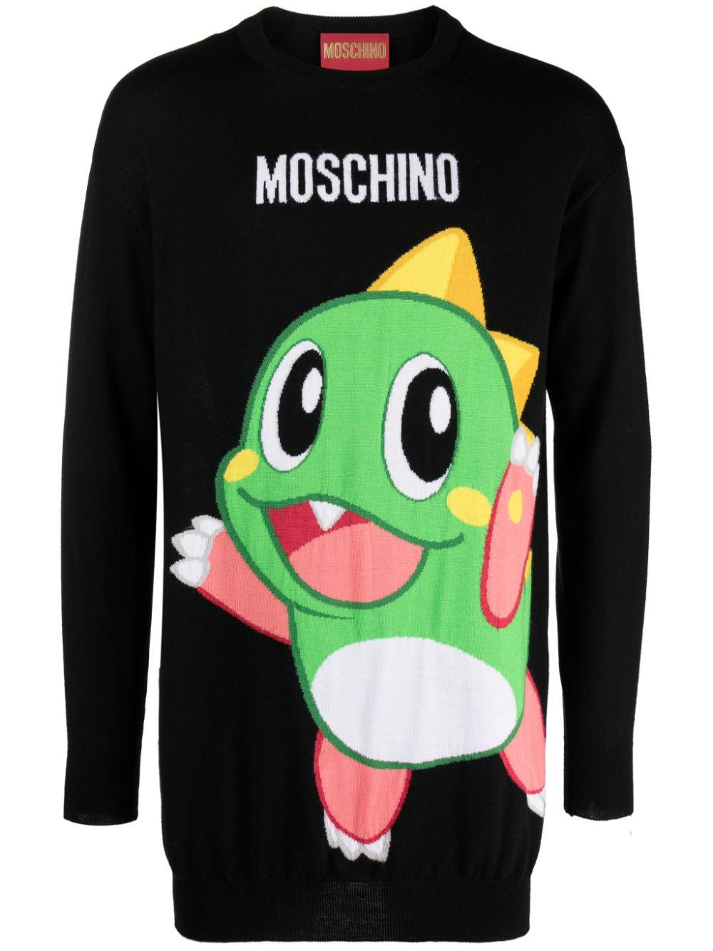 Moschino cartoon-embroidered fine-knit mini dress