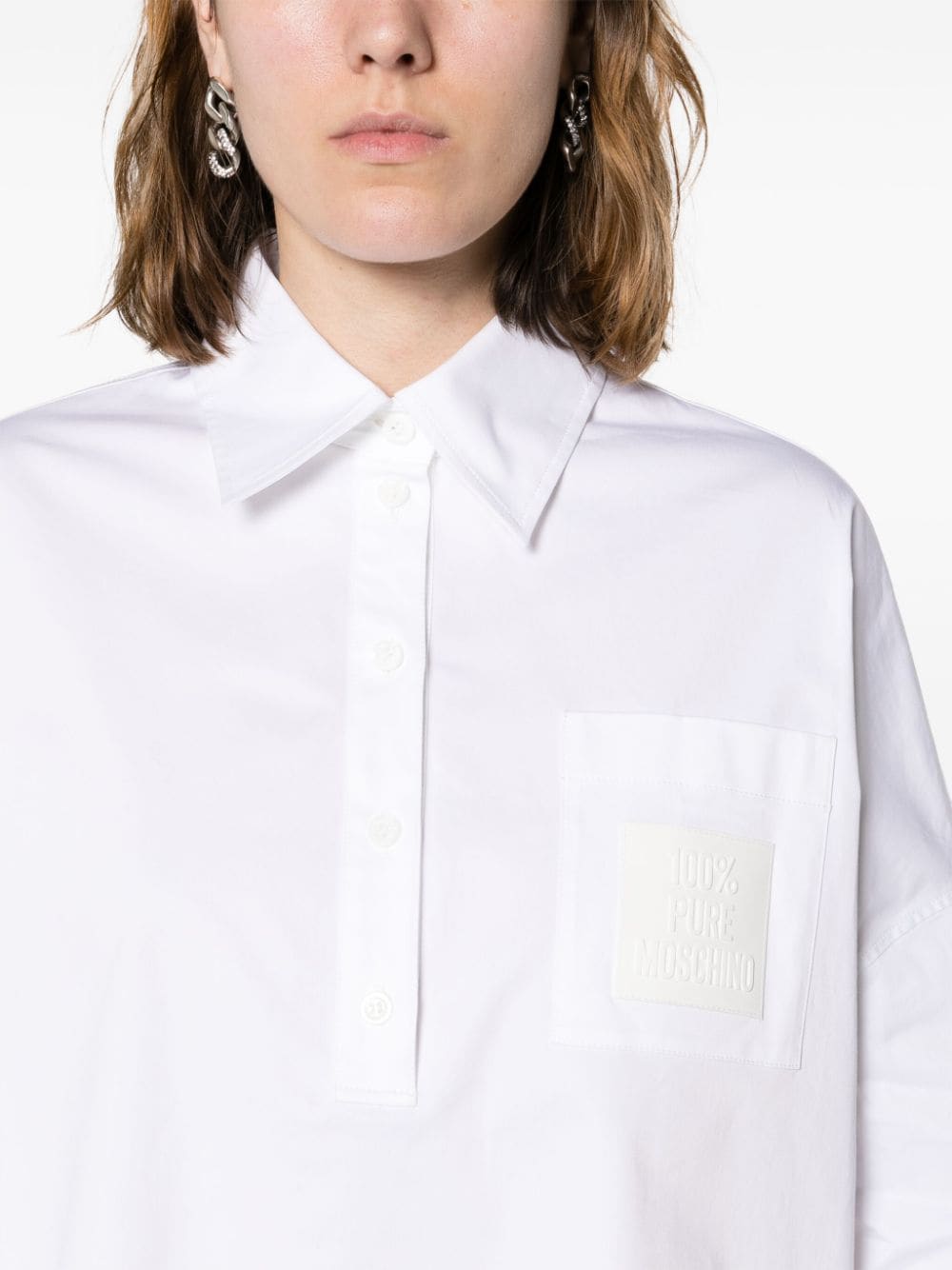 Moschino logo-patch cotton shirtdress - Image 2
