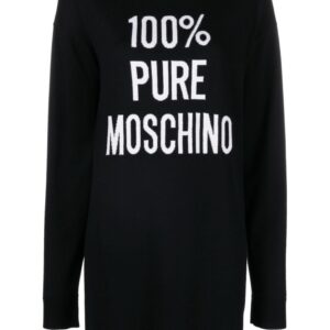 Moschino intarsia-knit slogan knitted dress