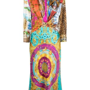Moschino graphic-print silk midi dress