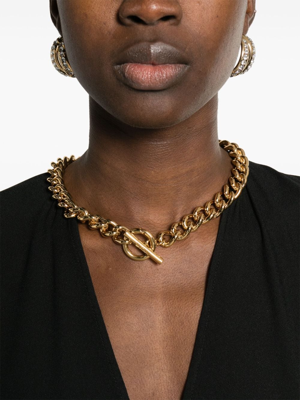 Moschino chain-detail V-neck kaftan - Image 4