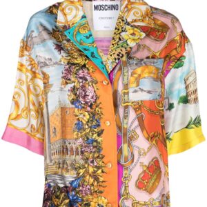 Moschino graphic-print silk shirt