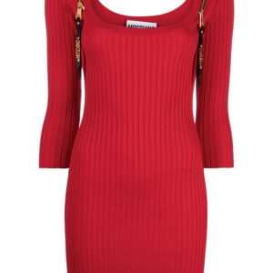 Moschino zip-detailed ribbed dress