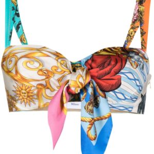 Moschino mix-print silk bralette