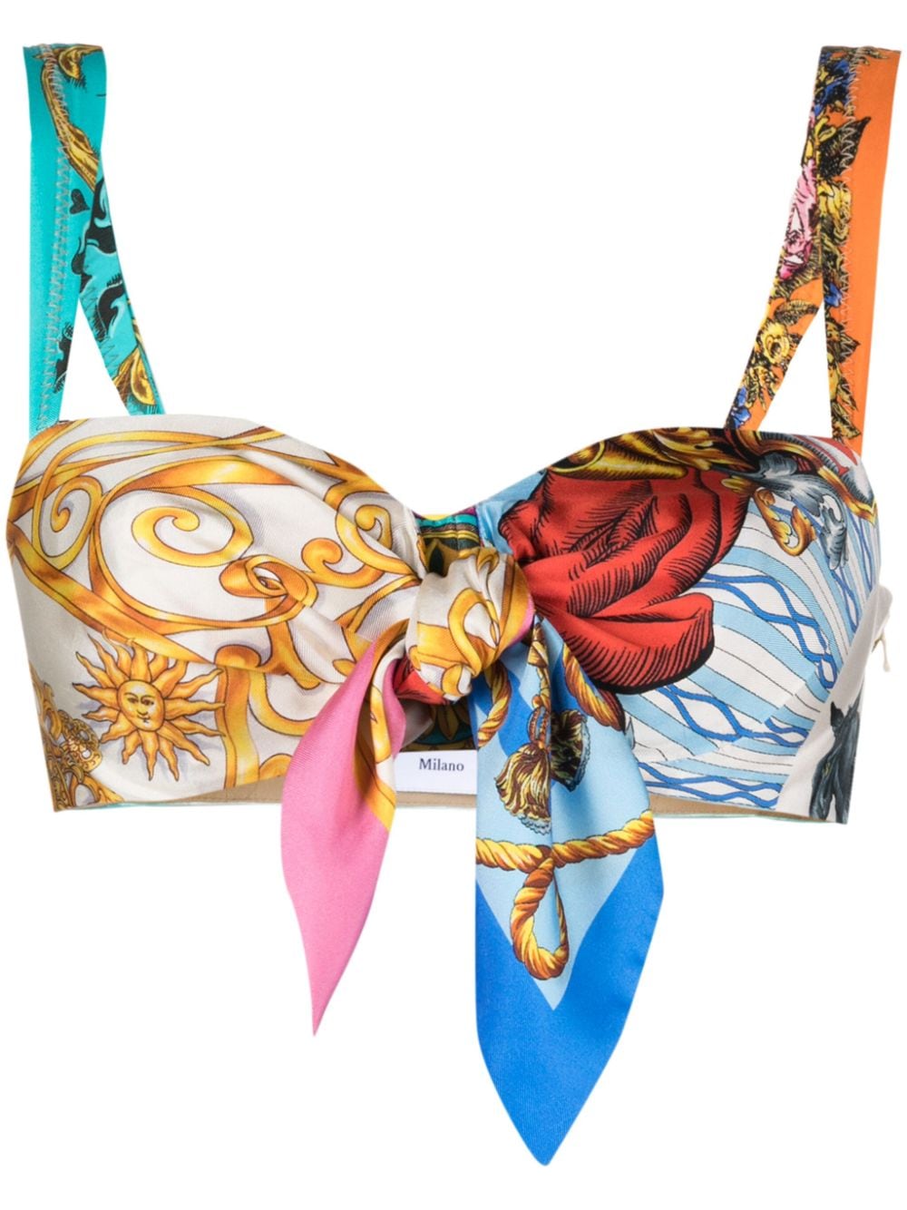 Moschino mix-print silk bralette