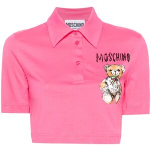 Moschino Teddy Bear-print cropped polo shirt