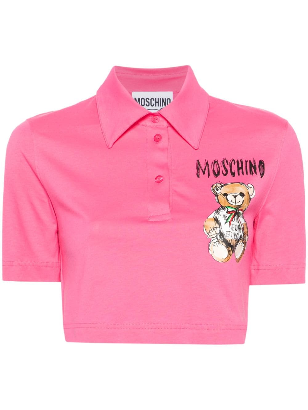 Moschino Teddy Bear-print cropped polo shirt