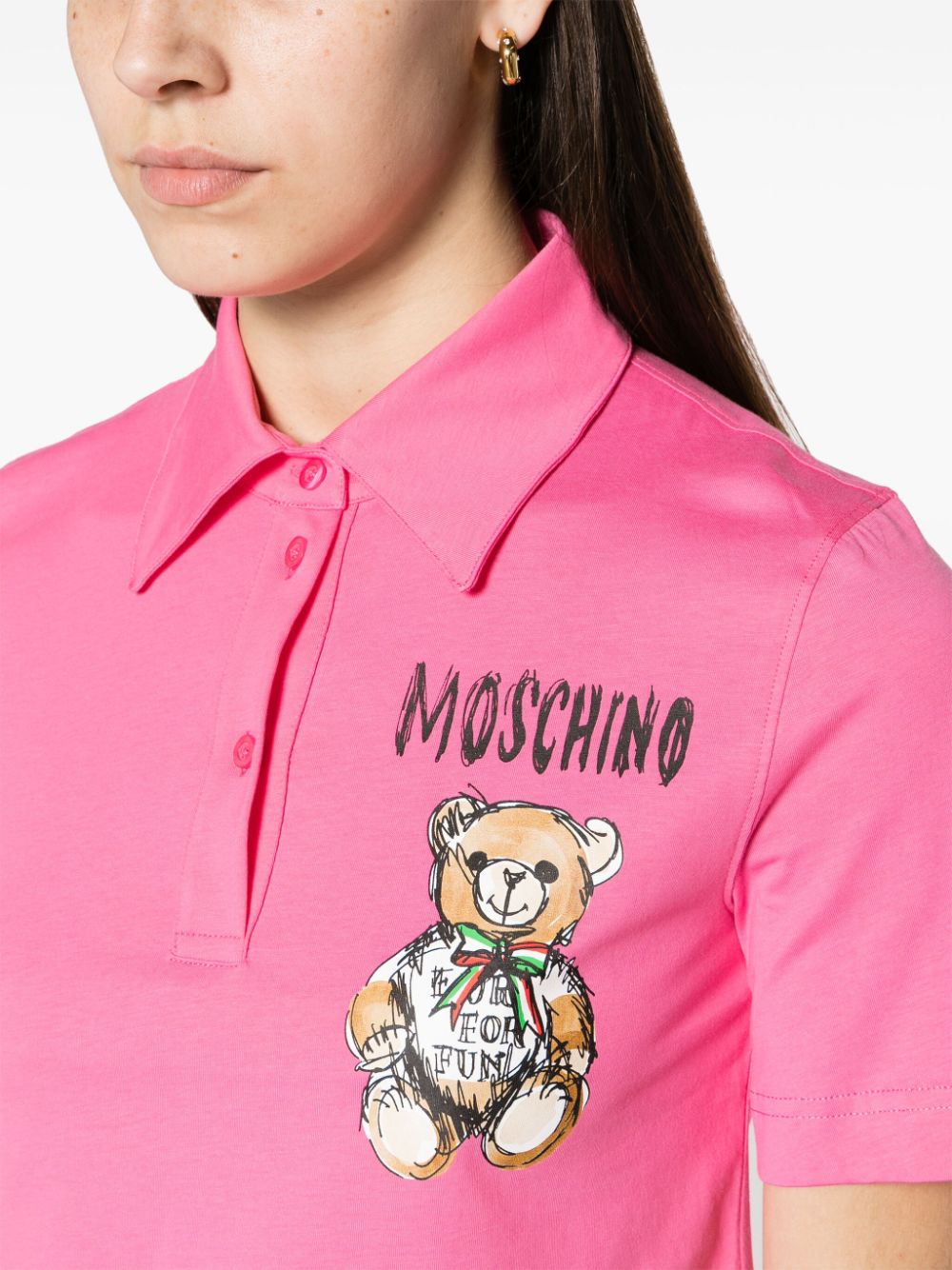 Moschino Teddy Bear-print cropped polo shirt - Image 5