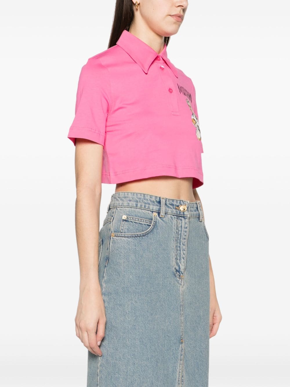 Moschino Teddy Bear-print cropped polo shirt - Image 3
