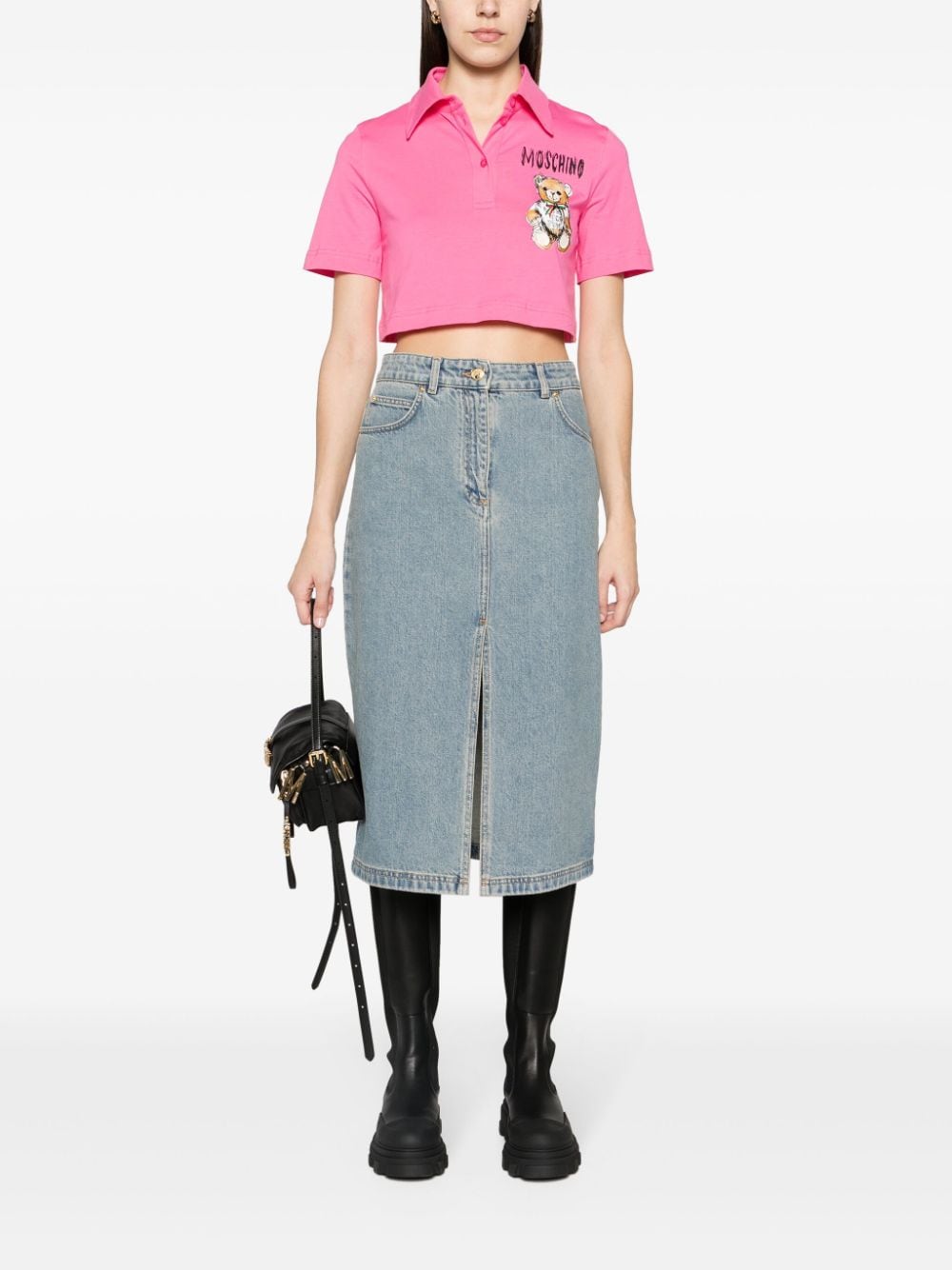 Moschino Teddy Bear-print cropped polo shirt - Image 2
