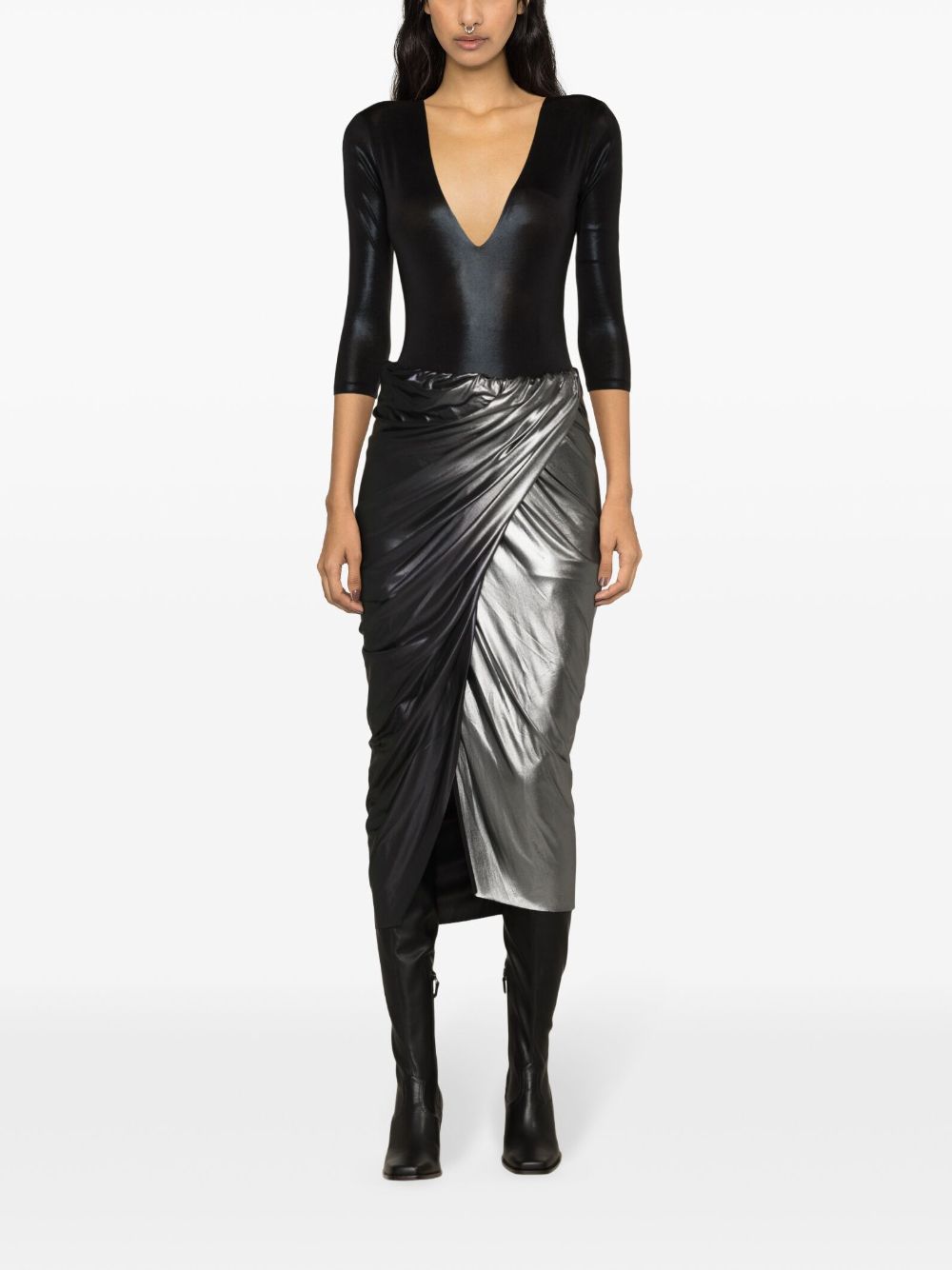 Rick Owens Lilies ombré-effect draped midi skirt - Image 2