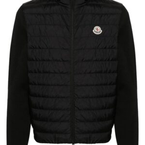 Moncler  knitted-panels hooded puffer jacket
